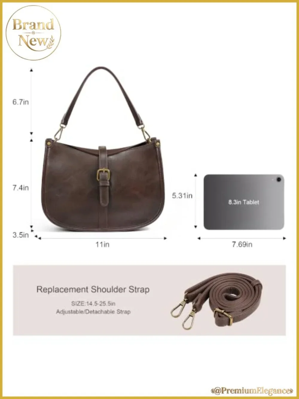 Vegan Leather Hobo Shoulder Bag Women Crossbody Purse Distressed